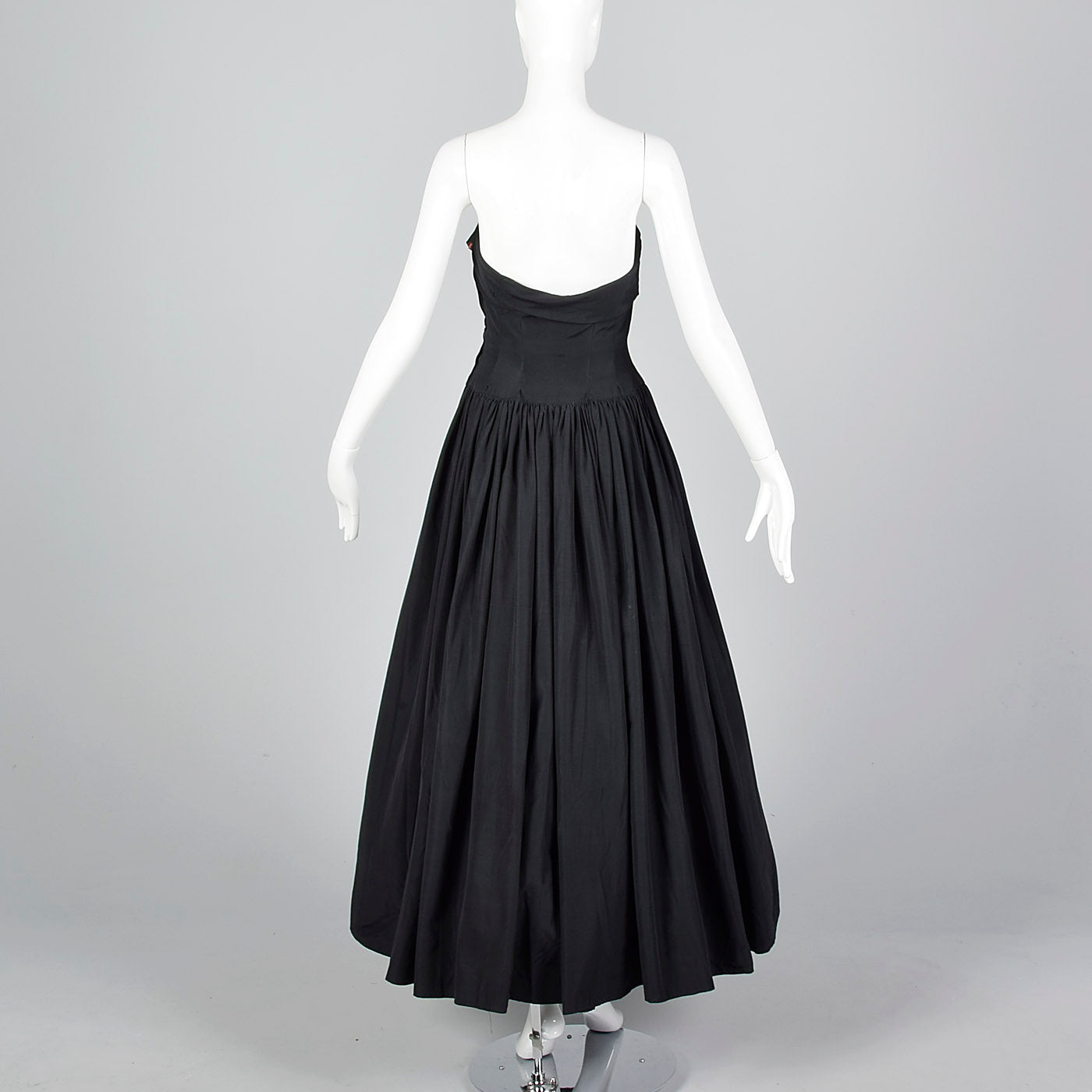 1940s Strapless Black Party Dress