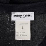 Large 1990s Sonia Rykiel Grey Velour Sweater with Metallic Silver Stripes