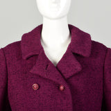Small 1960s Coat Mauve Tweed Double Breasted Boucle Winter Vintage Outerwear