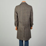 Medium 1970s Brown Wool Tweed Heavyweight Winter Coat