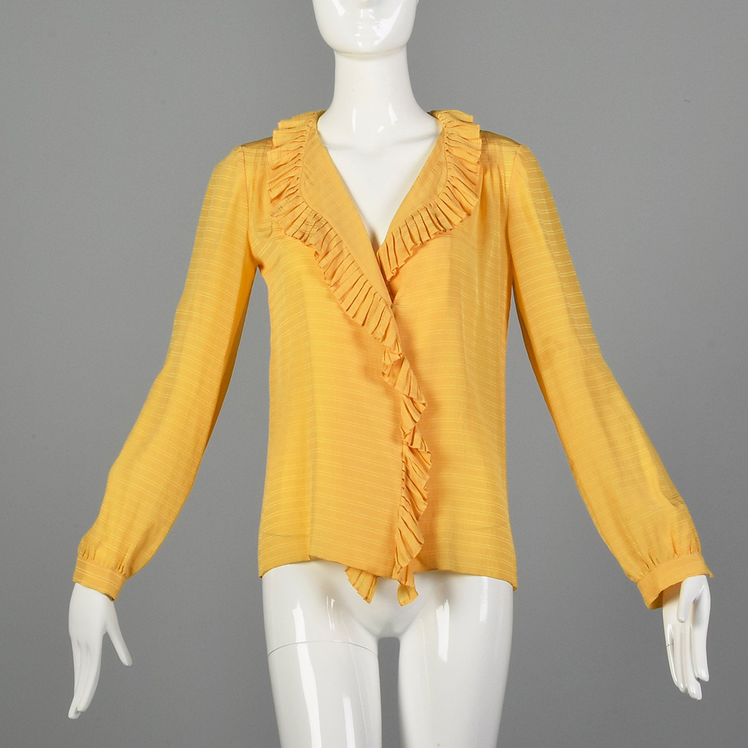 Large André Laug 1960s Yellow Ruffle Wrap Top