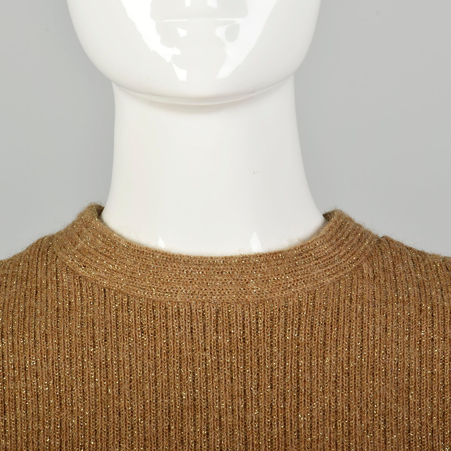 Medium 1970s Sweater Dress Cocktail Metallic Gold Cozy Ribbed Knit