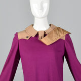 Mary Quant Knit Shift Dress with Menswear Style Necktie