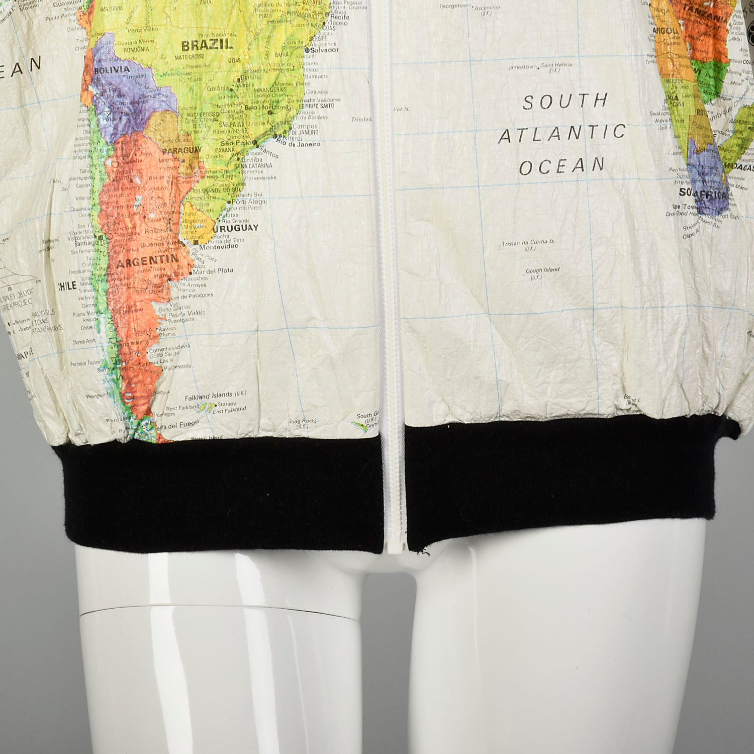 Large 1990s Wearin the World Tyvek Map Jacket Unisex Outerwear