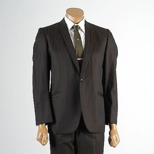 1960s Mens Black and Brown Stripe Sharkskin Suit