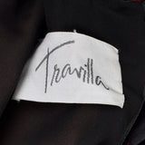 1980s Travilla Black Dress with Paisley Beaded Bodice