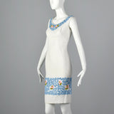 1950s Textured Cotton Dress with Soutache Trim