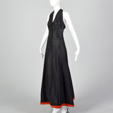 1940s Black Taffeta Party Dress with T-Strap Back