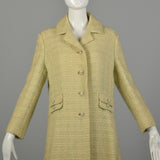 Medium 1960s Coat Green Plaid Wool Tweed Winter Outerwear