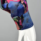 Large Escada 1980s Abstract Print Silk Blouse