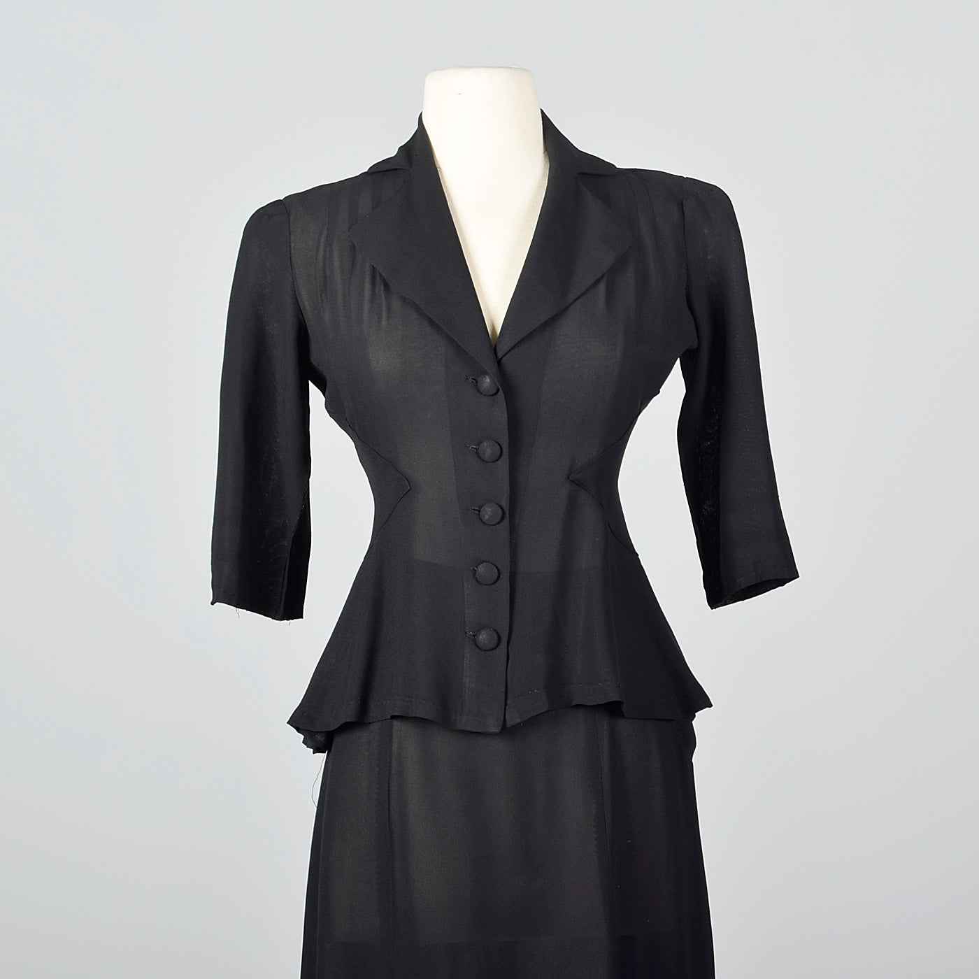 1940s Sheer Black Skirt Suit