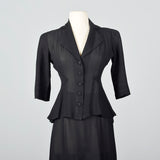 1940s Sheer Black Skirt Suit