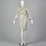 Small Galanos 1970s Striped Geometric Silk Dress