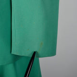 Medium 1950s Green Skirt Suit with Faux Leopard Collar