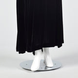 1940s Asymmetric Black Silk Velvet Dress