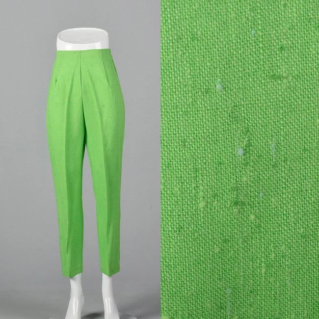 1960s Bright Green Cigarette Pants