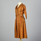 1960s Orange and Green Shirtwaist Dress