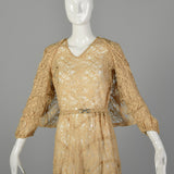 XL 1920s Lace Dress Jacket Set Casual Summer Art Deco Buckle As Is