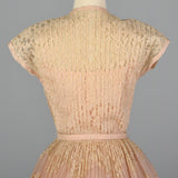 1950s Pink Lace Pleated Wedding Dress
