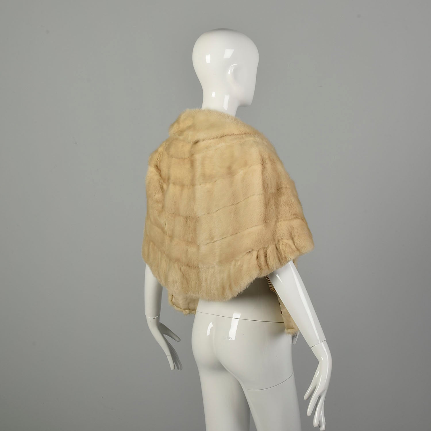 OSFM 1950s Blonde Mink Fur Cape Shawl Collar Stole Warm Winter Wrap