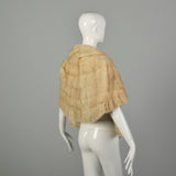 OSFM 1950s Blonde Mink Fur Cape Shawl Collar Stole Warm Winter Wrap