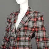 1990s Vivienne Westwood Anglomania Fitted Tartan Plaid Jacket with Extra Long Sleeves