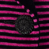 Yves Saint Laurent Rive Gauche Black & Fuchsia Striped Corduroy Skirt Suit