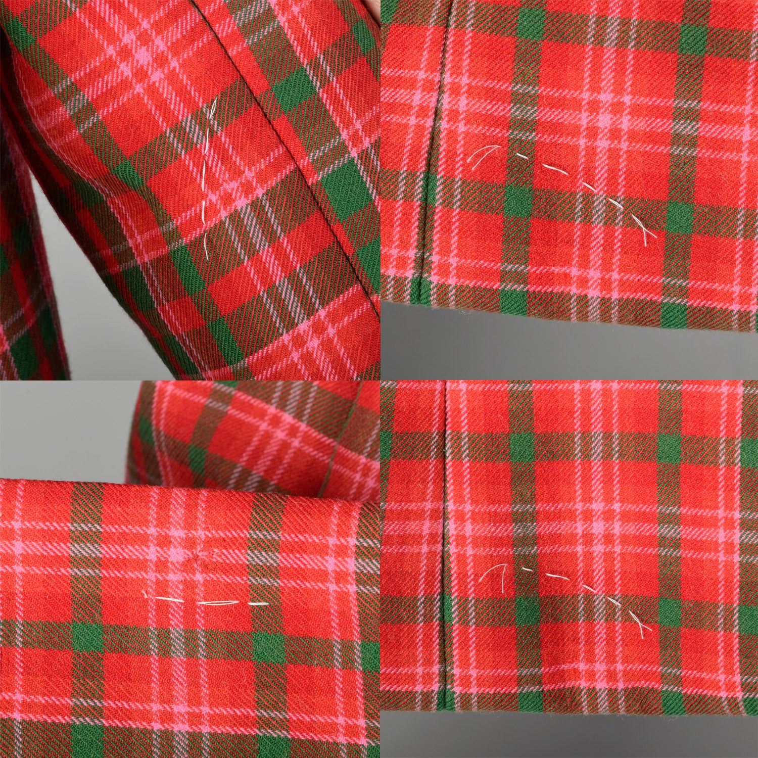 Medium Geoffrey Beene 1960s Red and Green Plaid Swing Coat