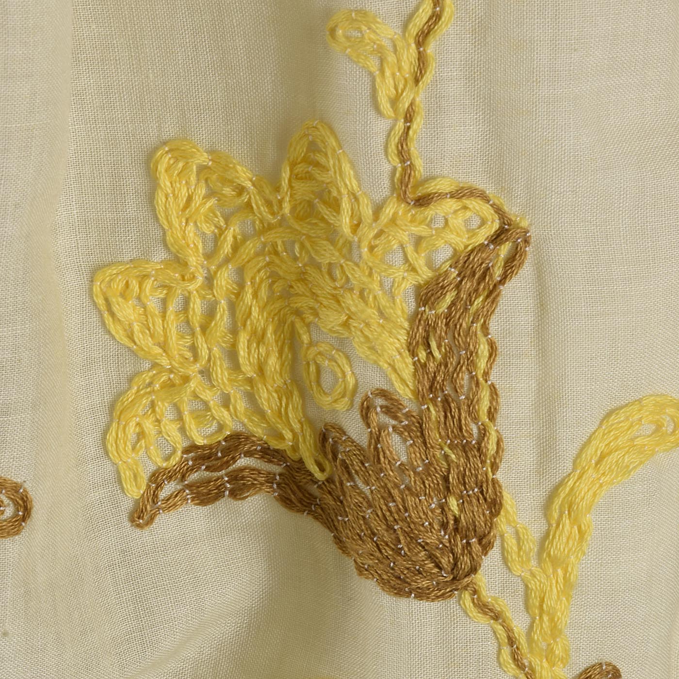 1950s Yellow Day Dress with Floral Embroidery
