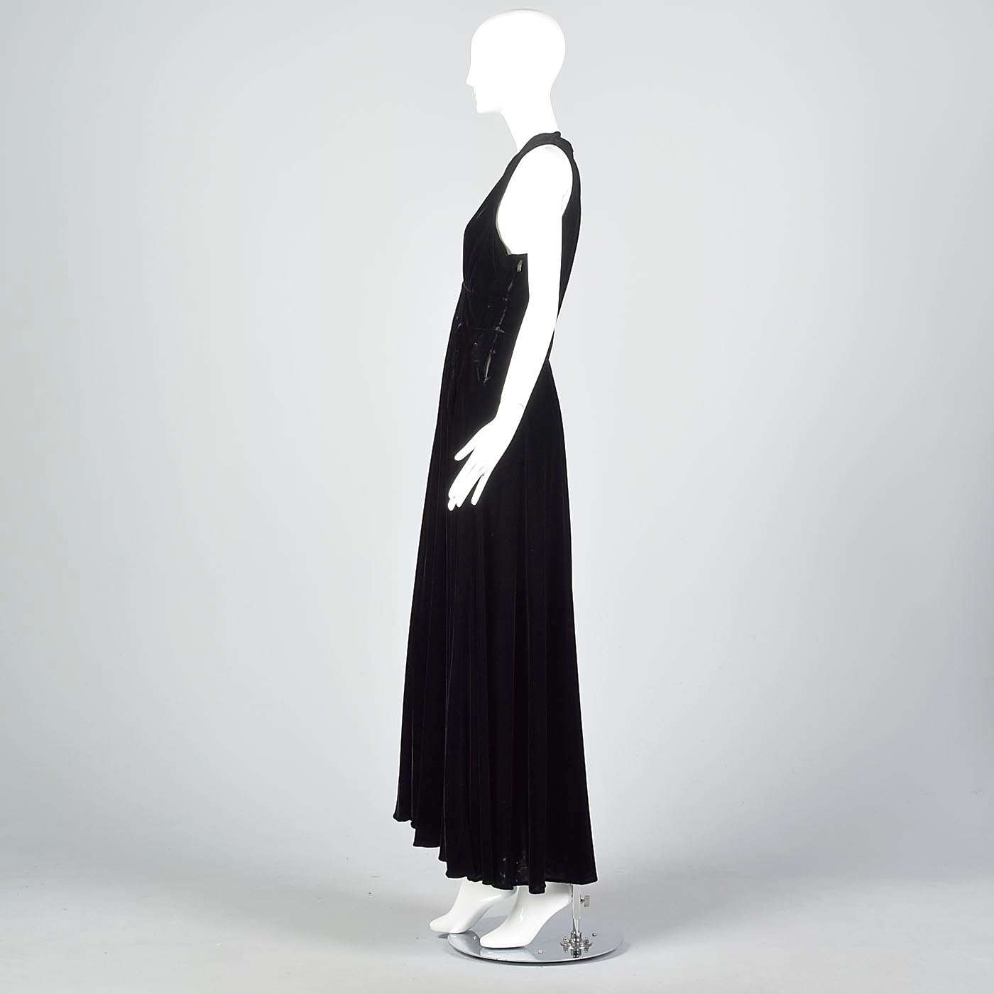 1930s Black Velvet Dress with Full Skirt