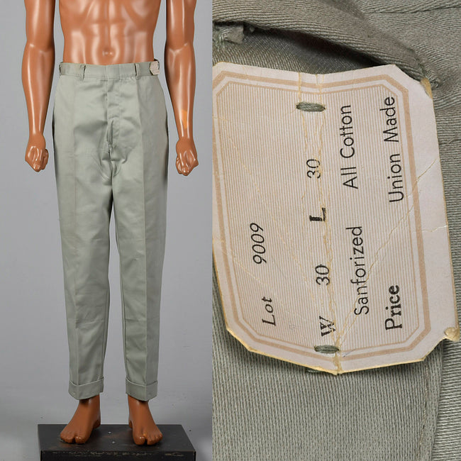 1950s Gray Sanforized Cotton Pants