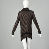 XS 1990s Black Brown Striped Cardigan Sweater