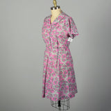 3XL 1950s Pink Floral Day Dress Short Sleeve Summer Volup