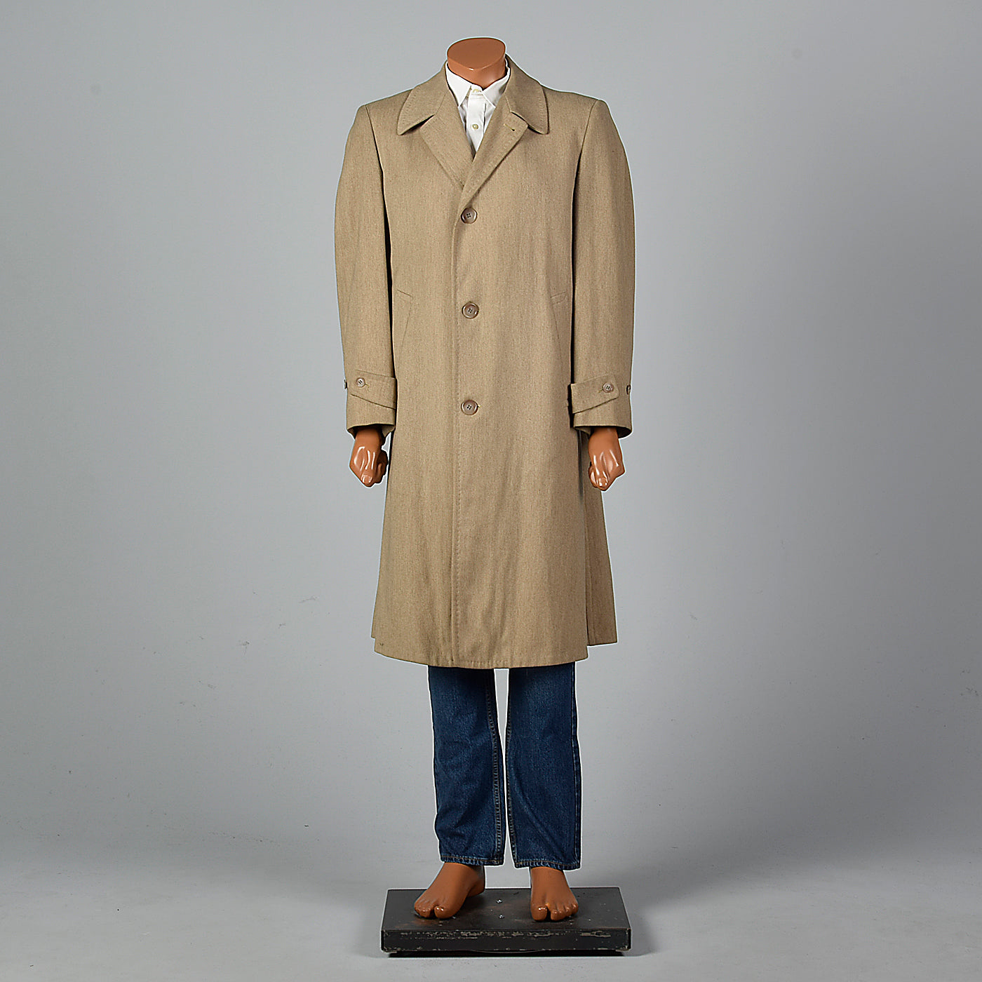 1950s Mens Tan Wool Winter Coat