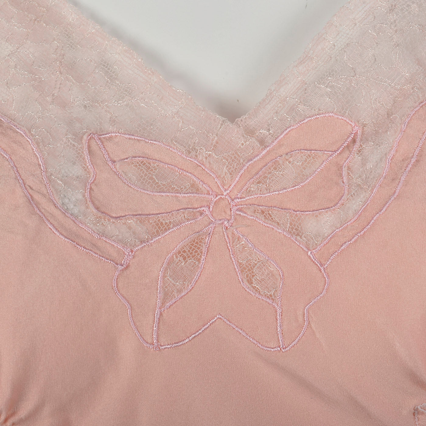 1950s Pink Silk Full Slip with Lace Trim, Bias Cut