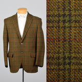 1960s Mens Brown and Red Plaid Jacket