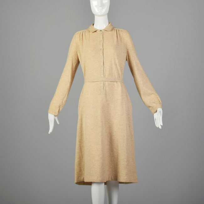 Beige Dynasty Belted Sweater Dress