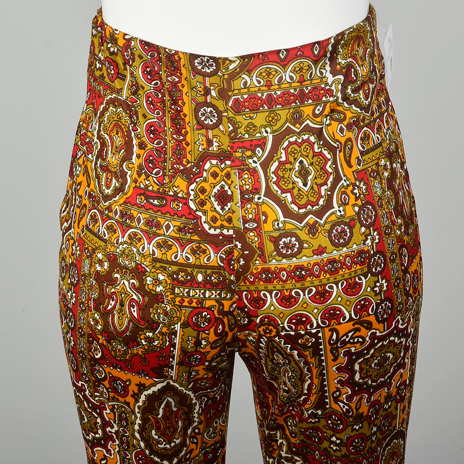Small 1970s High Rise Pants Psychedelic Bohemian Bell Bottoms