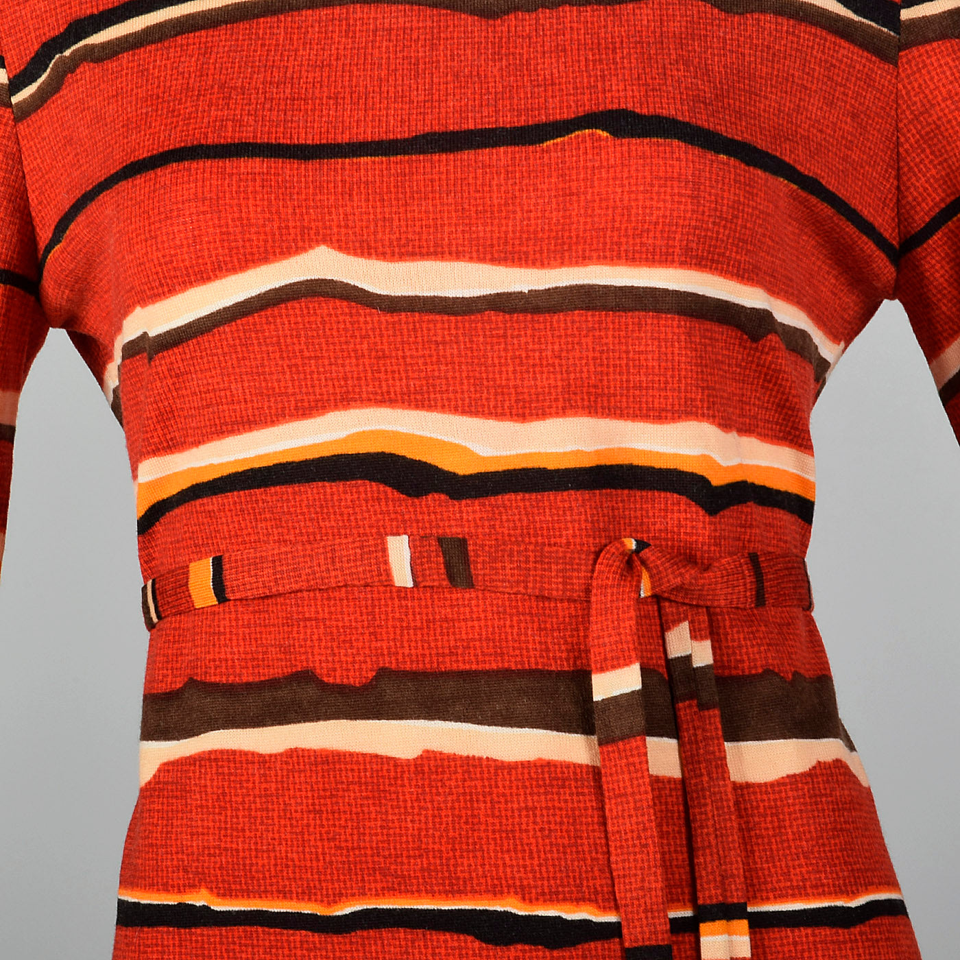 1970s Goldworm Red Abstract Print Dress