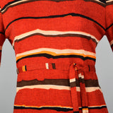 1970s Goldworm Red Abstract Print Dress