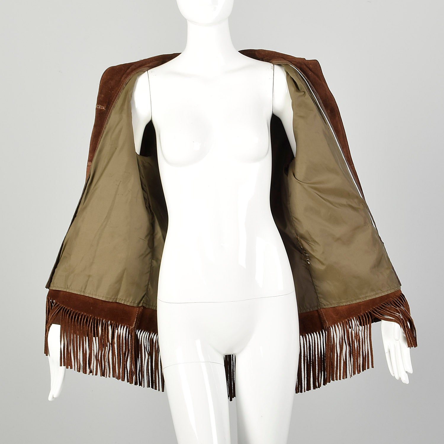 Small 1960s Brown Suede Western Jacket Hippie Boho Leather Car Coat