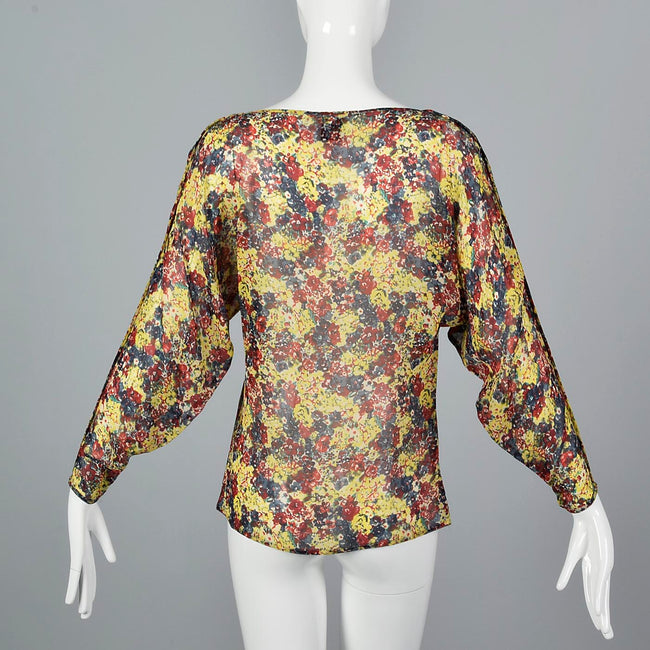 1980s Gianni Versace Sheer Bohemian Silk Blouse