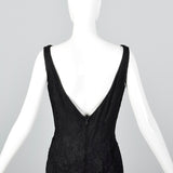 1960s Mignon Black Lace Mermaid Dress with a Stunning Neckline