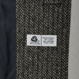 Large 1980s Car Coat Grey Wool Herringbone Tweed Winter Outerwear