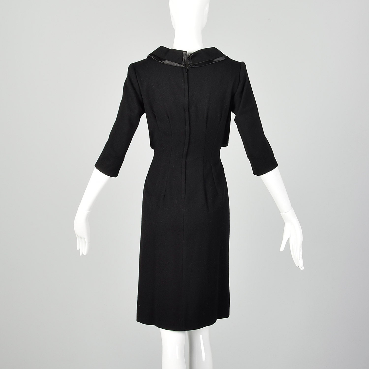 Small 1950s Black Collared Dress
