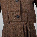 1950s Adele Simpson 28 Shop Wool Tweed Skirt Suit in Brown and Black