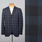 1950s Mens Wool Jacket in Blue and Gray Check