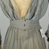 XXS 1900s Set Victorian Cotton Skirt Silk Long Sleeve Top Study As Is