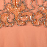 Small 1970s Mike Benet Set 2pc Orange Beaded Jacket Maxi Prom Formal Gown