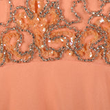 Small 1970s Mike Benet Set 2pc Orange Beaded Jacket Modest Maxi Prom Dress Formal Gown